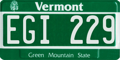 VT license plate EGI229