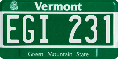 VT license plate EGI231