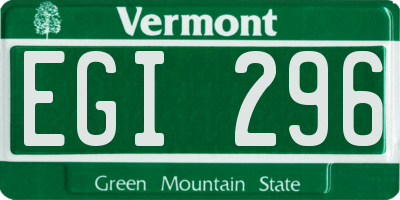 VT license plate EGI296