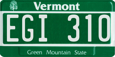 VT license plate EGI310