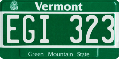 VT license plate EGI323