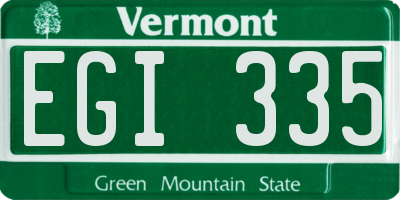 VT license plate EGI335