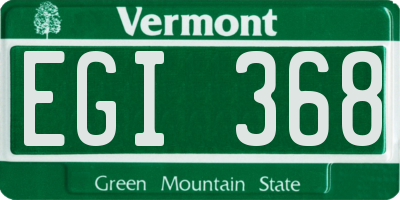 VT license plate EGI368
