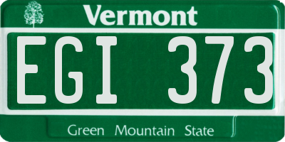 VT license plate EGI373