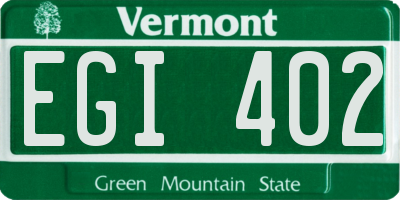 VT license plate EGI402