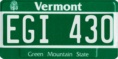 VT license plate EGI430