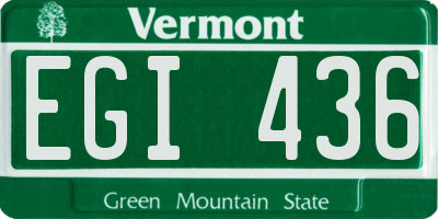 VT license plate EGI436