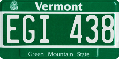 VT license plate EGI438