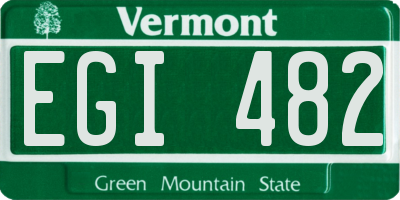 VT license plate EGI482