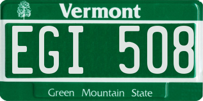 VT license plate EGI508