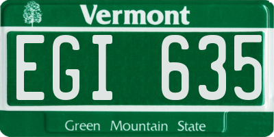 VT license plate EGI635