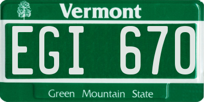 VT license plate EGI670