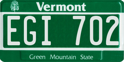 VT license plate EGI702