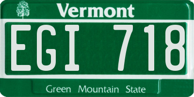 VT license plate EGI718