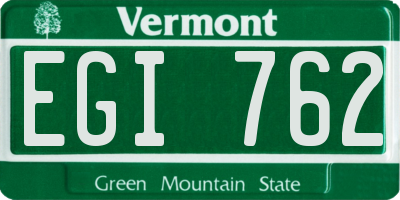VT license plate EGI762
