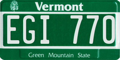 VT license plate EGI770