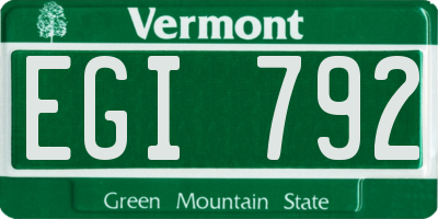 VT license plate EGI792