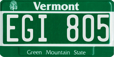 VT license plate EGI805