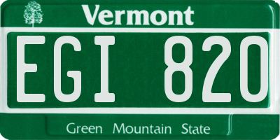 VT license plate EGI820