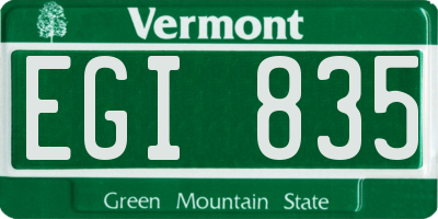 VT license plate EGI835