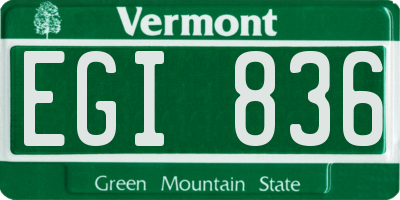 VT license plate EGI836