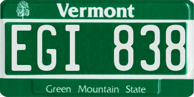 VT license plate EGI838