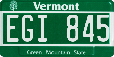 VT license plate EGI845