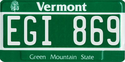 VT license plate EGI869