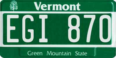 VT license plate EGI870