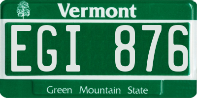 VT license plate EGI876