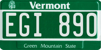 VT license plate EGI890