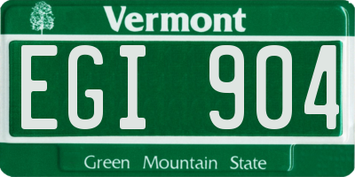 VT license plate EGI904