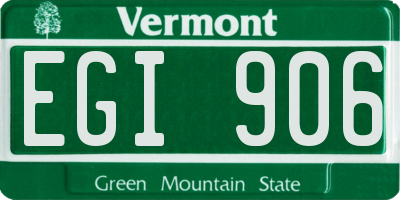 VT license plate EGI906