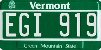 VT license plate EGI919