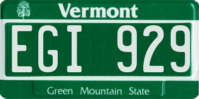 VT license plate EGI929