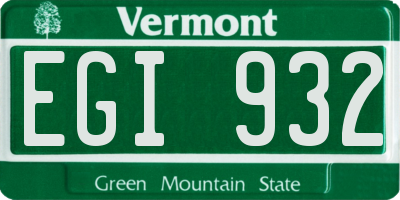 VT license plate EGI932