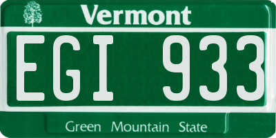 VT license plate EGI933