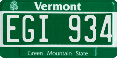 VT license plate EGI934