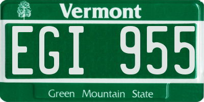 VT license plate EGI955