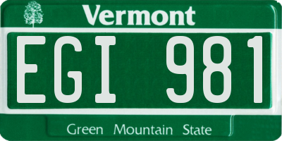 VT license plate EGI981