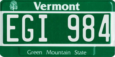 VT license plate EGI984