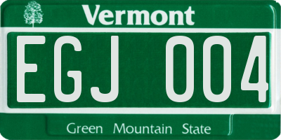 VT license plate EGJ004