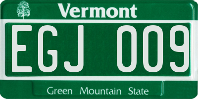 VT license plate EGJ009