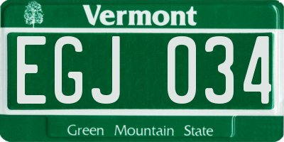 VT license plate EGJ034