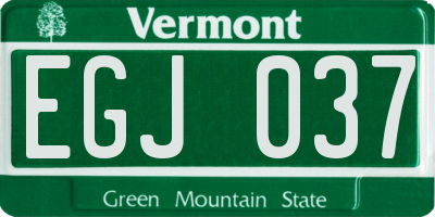 VT license plate EGJ037