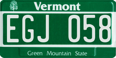 VT license plate EGJ058