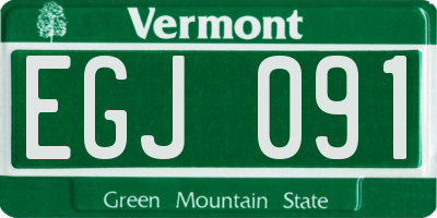 VT license plate EGJ091