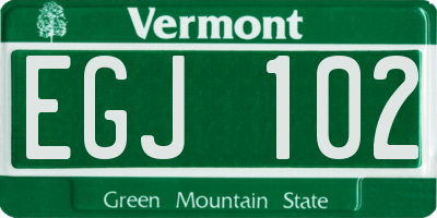 VT license plate EGJ102