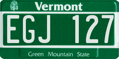 VT license plate EGJ127