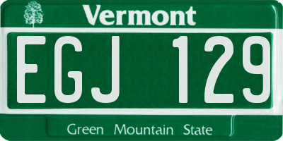 VT license plate EGJ129